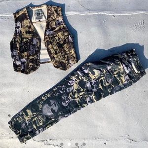 AW 1992 Jean Paul Gaultier faces matching set VEST & PANTS.